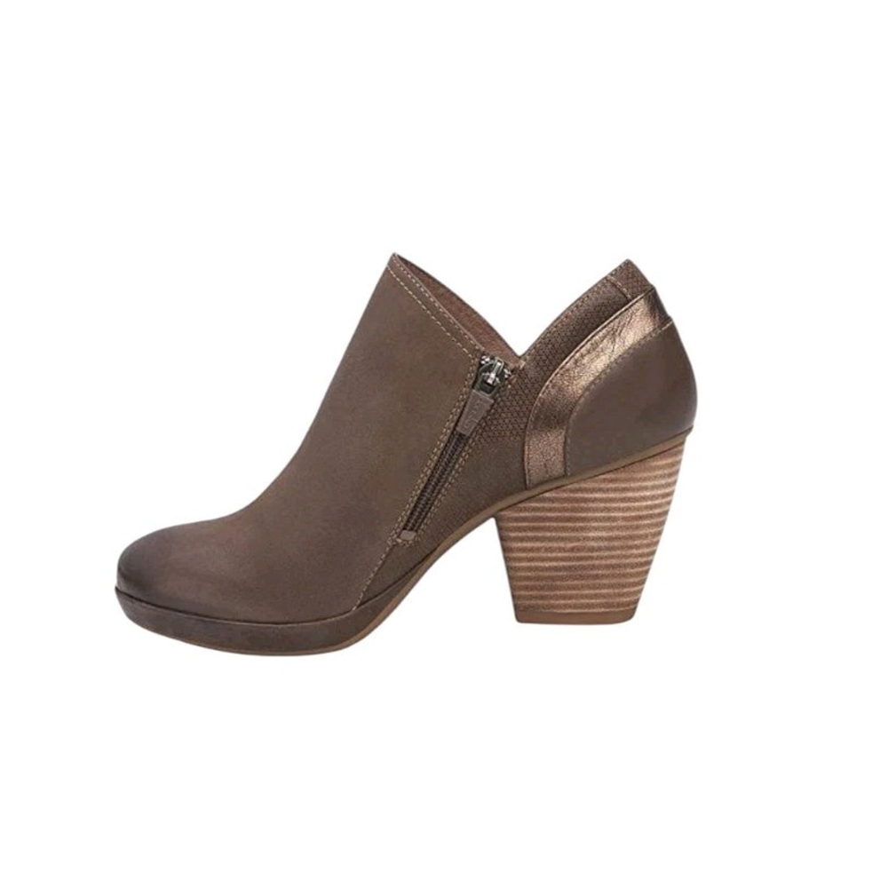 Dansko Womens 6.5-7 (EU 37) Marcia Brown Leather Ankle Booties Block Heels - Picture 2 of 10
